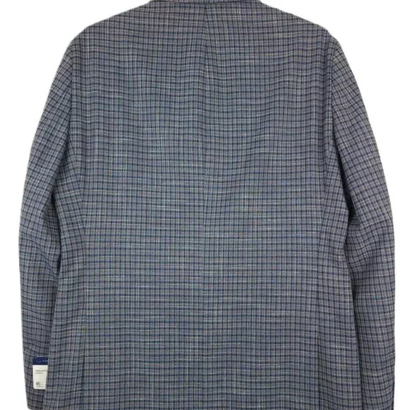 TOMMY HILFIGER Men's Modern-Fit Check Sport Coat Blue/Brown $295 B4HP - Picture 7 of 8